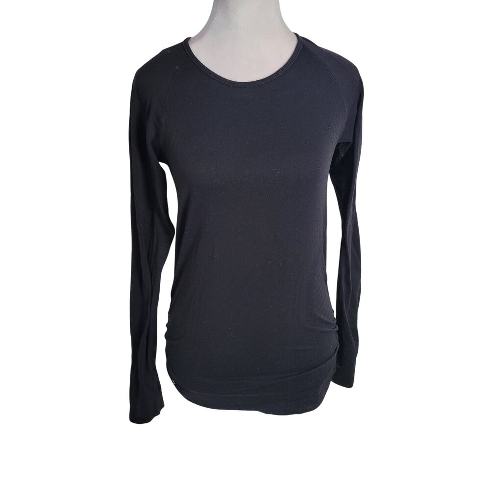 Athleta Size EST XS Women's Finish Fast‎ Long Sleeve Black Tee Base Layer Gym